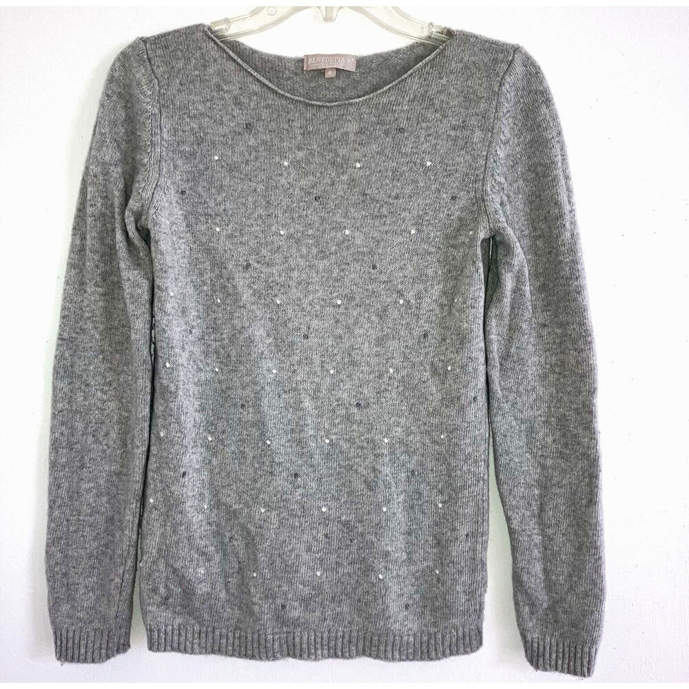 BENEDETTA B. S Made in Italy Gray Knit Merino Wool Cashmere Blend top Sweater Sm
